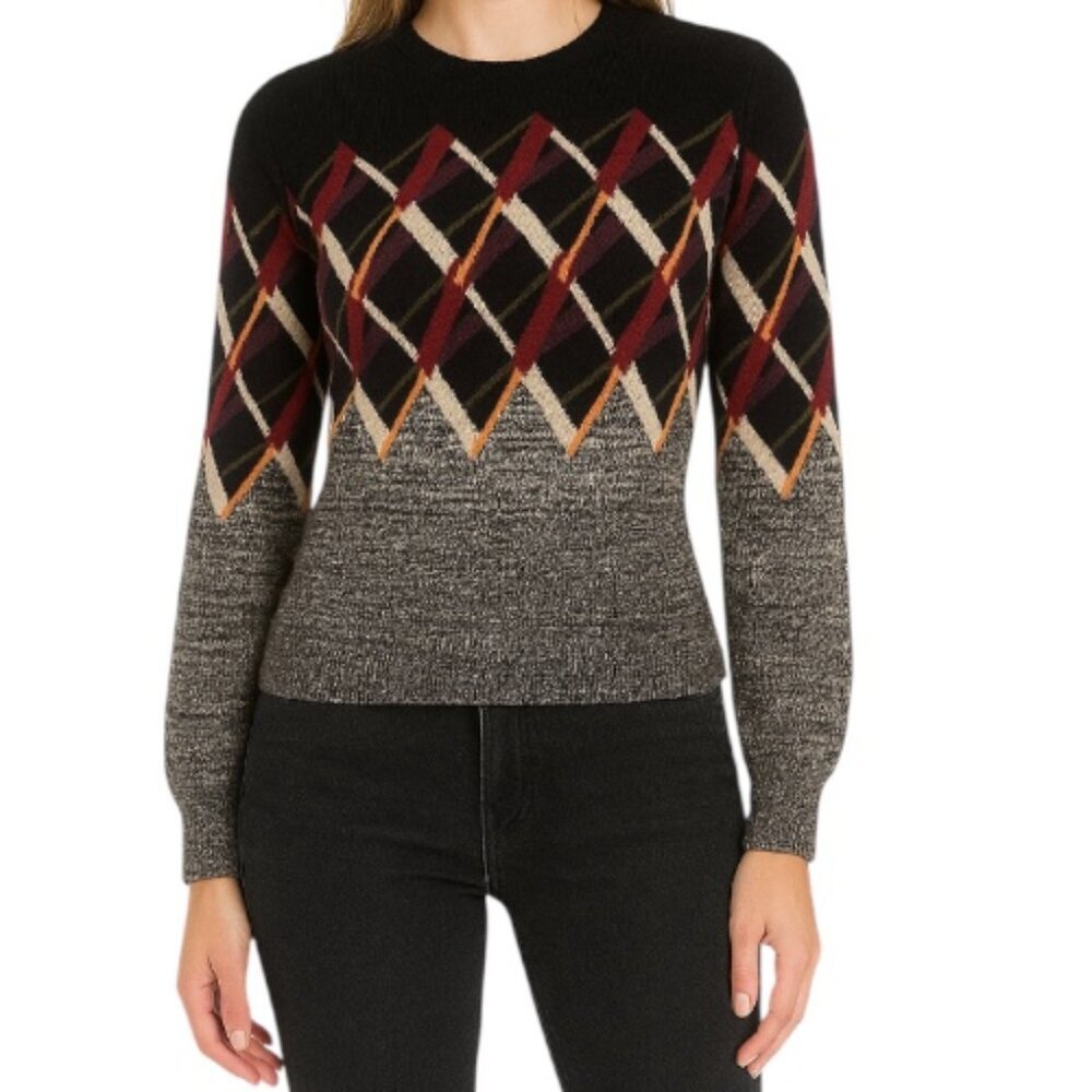 Rare Jill Sander Bold Geometric Sigrid Calon Artwork Crewneck Wool Sweater 34